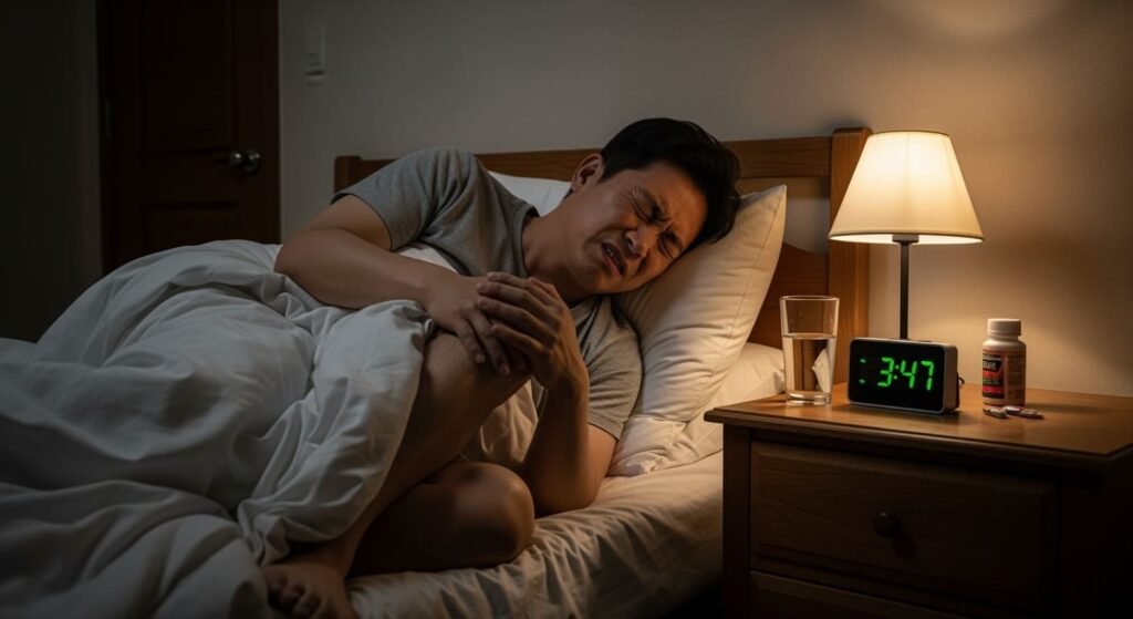 Man Suffering from Knee Pain at Night